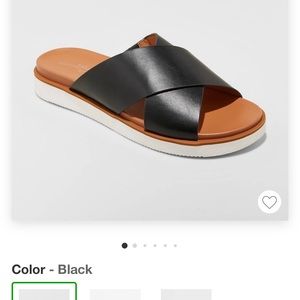 Black slip on sandals